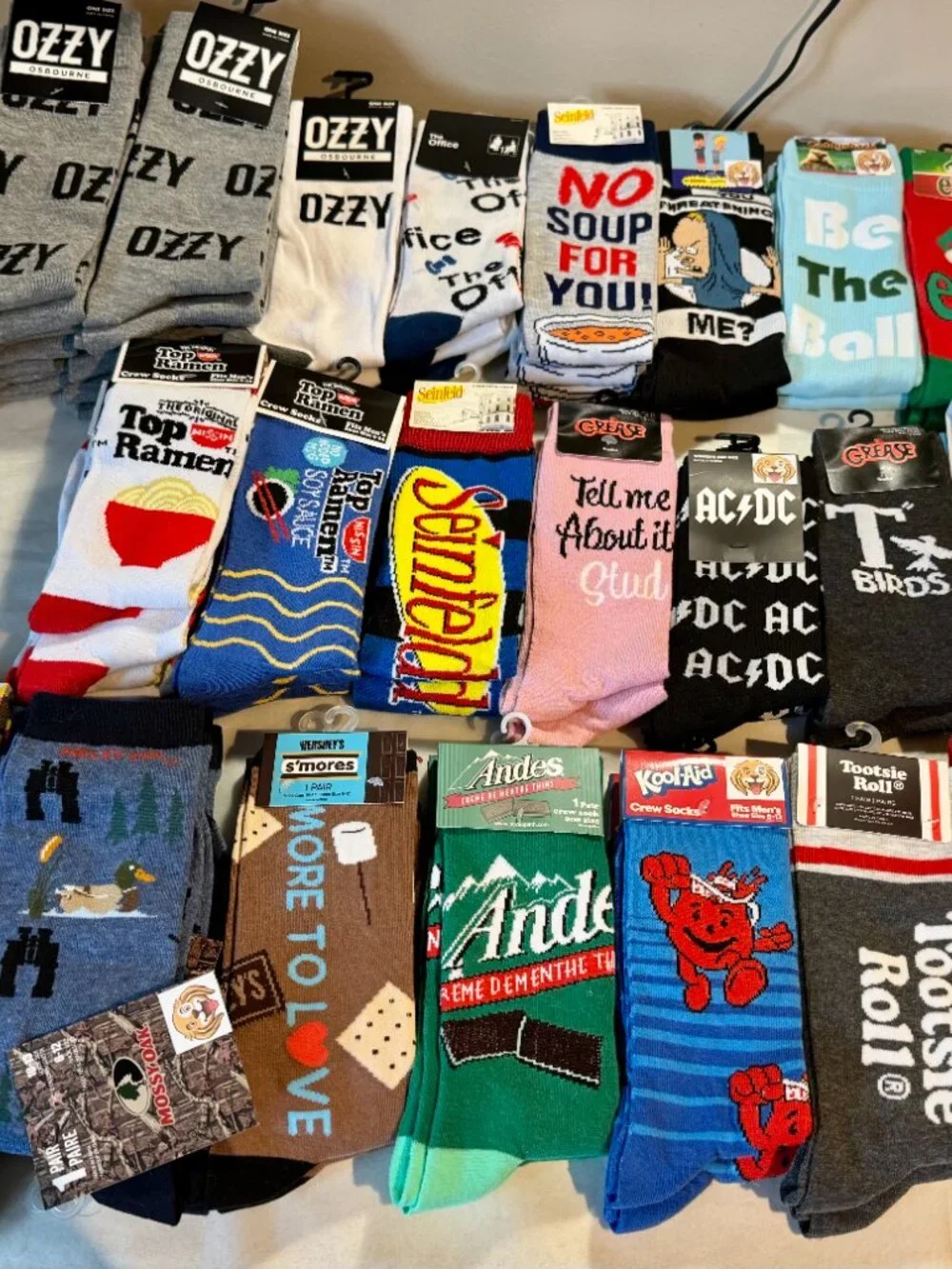 5 Pairs Tootsie Roll Novelty Crew Socks Size 6-12/13 OSFM